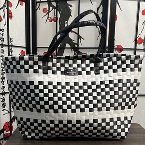 kate spade Black & White Woven Check Tote
